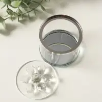 Шкатулка стекло с металлическим ободком "Лотос" серебро 8,2х8,2х8,5 см