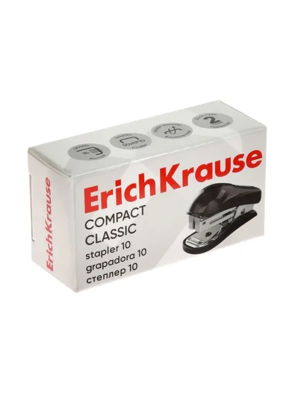 Степлер Mini №10 15 л ErichKrause Compact Classic, чёрный