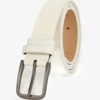 Ремень женский с винтом, 110&times;2.8 см, классическая пряжка металл, серебристая, белый