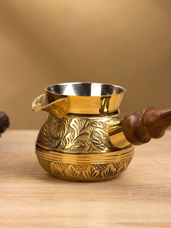 Турка Турка "Золотые узоры" латунь, с деревянной ручкой