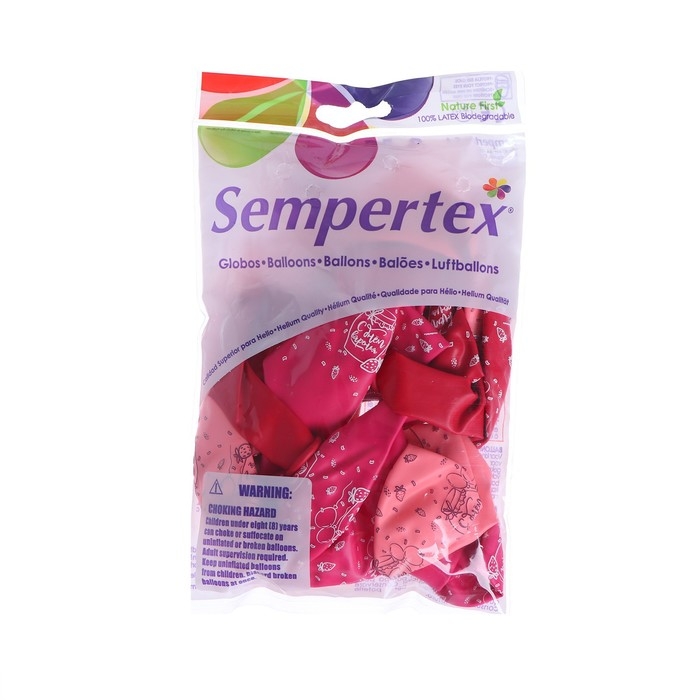 Воздушный шар латексный 12 Воздушный шар латексный 12" «С Днём рождения», сладости, пастель, цвет фукс, роз., крас., 15 шт.