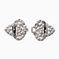 Зажим для кардигана "Ажур", шип, цвет белый в серебре Зажим для кардигана "Ажур", шип, цвет белый в серебре