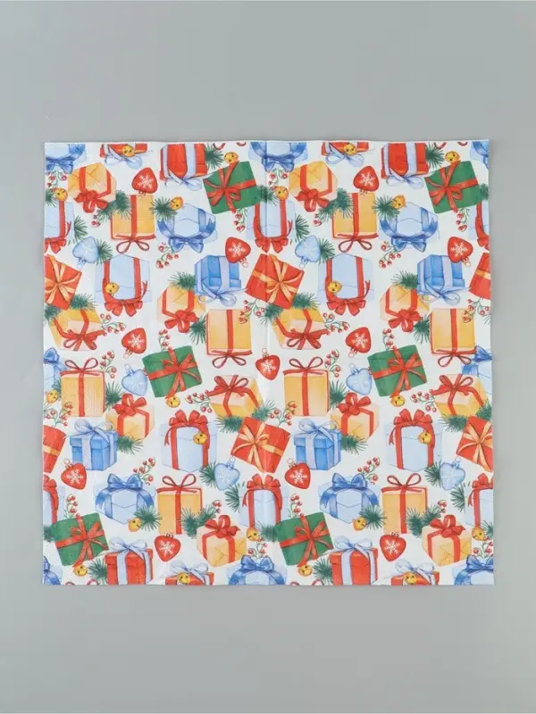 Салфетки новогодние бумажные &laquo;Подарки&raquo;, 33&times;33, 3 слоя, 20 шт.