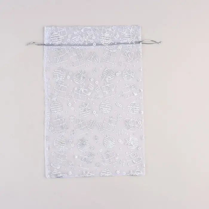Мешочек подарочный «Новогодние подарки», органза, белый, 20 х 30 см Мешочек подарочный «Новогодние подарки», органза, белый, 20 х 30 см