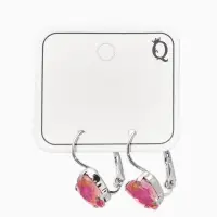 Серьги "Сердечки" лунные, цвет малиновый в серебре