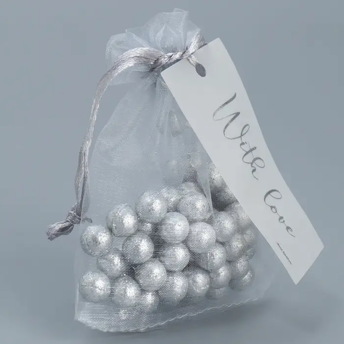 Мешочек подарочный органза серебро «От души», с шильдиком, 10 х 12 см +/- 1.5 см Мешочек подарочный органза серебро «От души», с шильдиком, 10 х 12 см +/- 1.5 см