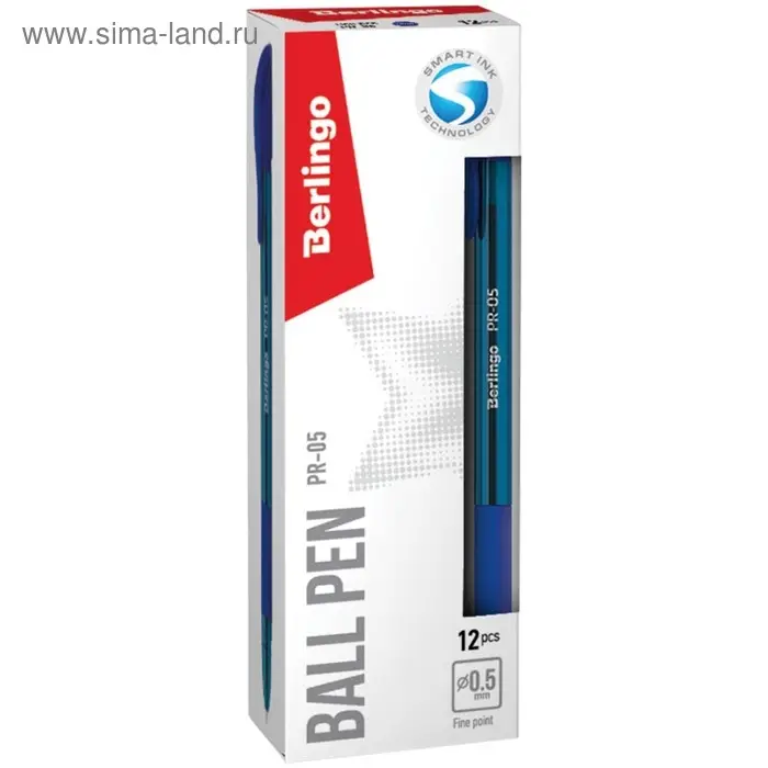 Ручка шариковая Berlingo. PR-05, синий стержень, узел 0.5 мм, резиновый упор