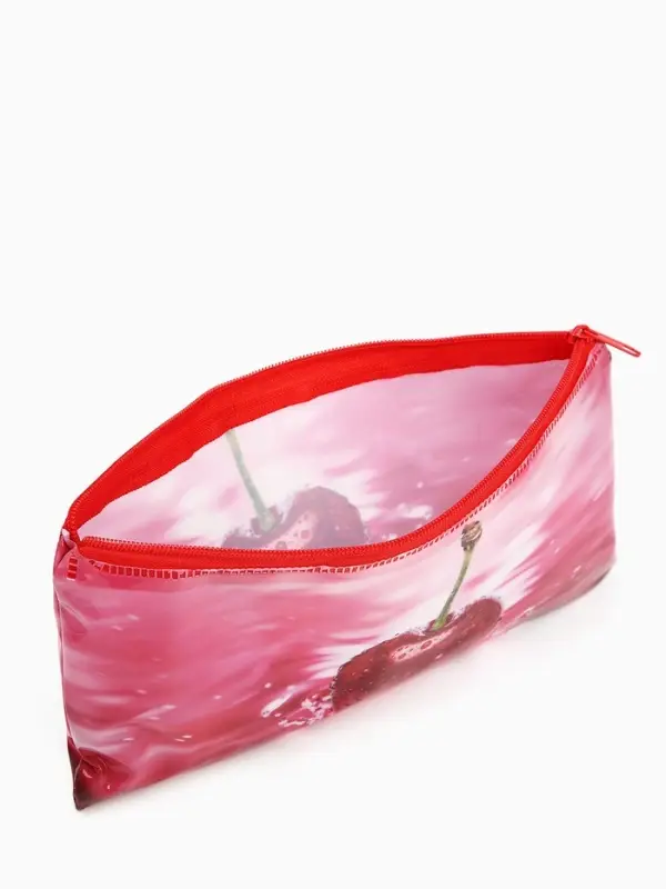 Косметичка - пенал на молнии, средний размер, с ярким рисунком, красная