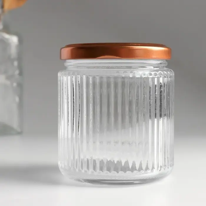 Банка для свечей стеклянная с крышкой &laquo;Вертикальные полоски&raquo; прозрачная 275 мл 7.5&times;7.5&times;8.5 см