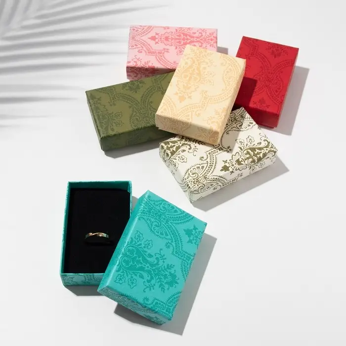 Коробочка подарочная под набор «Узоры», 5×8 (размер полезной части 4.5×7.5 см), МИКС, вставка чёрная