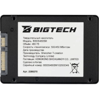 SSD накопитель BigTech 2.5, SATA, 480Gb, TLC, R/W 500/450Мб/с(BSDS480SM)