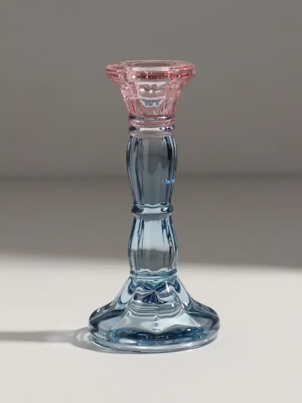 Подсвечник стекло  Подсвечник стекло "Градиент. Фактура" розово-голубой d=2,2 см 7х7х15 см