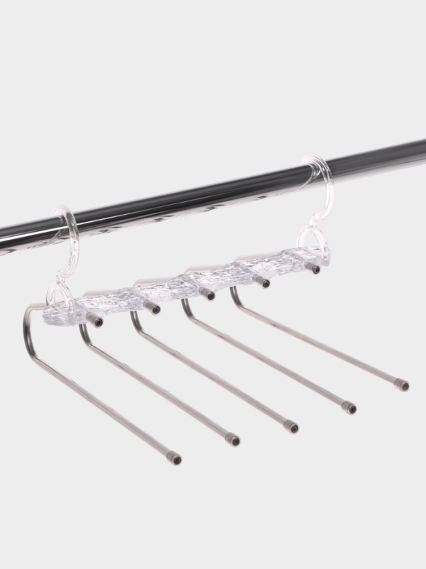 Вешалка для брюк многоуровневая, трансформер, 30,5х32х7,5, 5 уровней, прозрачная Вешалка для брюк многоуровневая, трансформер, 30,5х32х7,5, 5 уровней, прозрачная