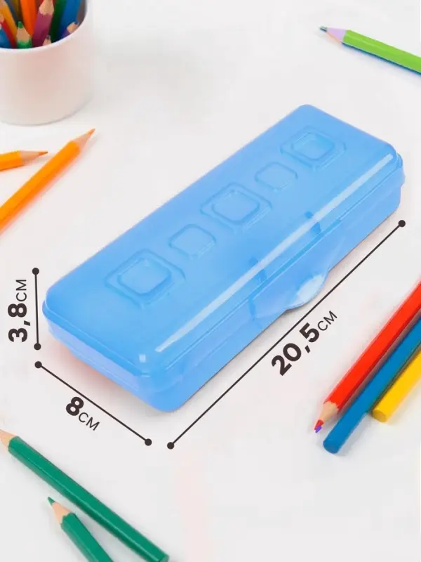 Пенал - футляр Calligrata &laquo;Школьный&raquo;, 80&times;205&times;38 мм, полупрозрачный. пластиковый, МИКС