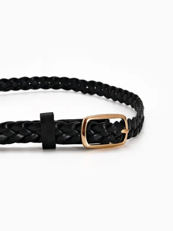 Ремень жен 03-01-01-01, Июнь2501, 1,8*0,3*110 см, без винта, пряж золото, 1 прокол, черный   1090311