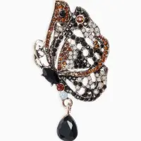 Брошь &laquo;Бабочка&raquo;, винтаж, коричневая в чернёном золоте