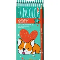 Карандаши цветные 12 цветов FunColor, пластиковые, трёхгранные, МИКС