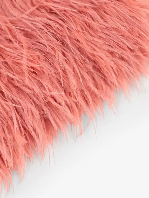 Перья страуса декоративные, на ленте, 8-10 см, 5&plusmn;0.5 м, тёмно-бежевые