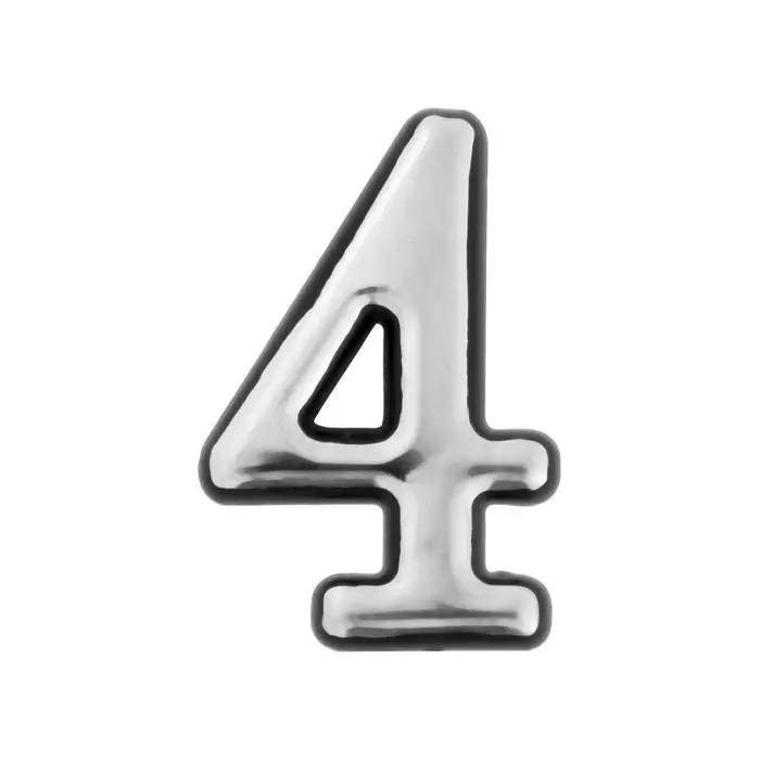 Цифра дверная 4 ТУНДРА, пластиковая, цвет хром, 1 шт. Цифра дверная 4 ТУНДРА, пластиковая, цвет хром, 1 шт.