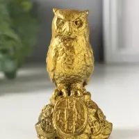 Фигурка гипс &laquo;Филин с деньгами&raquo;, 10&times;5 см, под золото