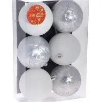 Ёлочные игрушки &laquo;Морозные узоры&raquo;, шары новогодние, d=8 см, набор 6 шт., серебристо-белый