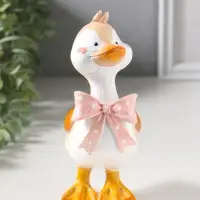 Сувенир полистоун "Утёнок в розовом бантике в горошек" 9,5х6,5х17 см