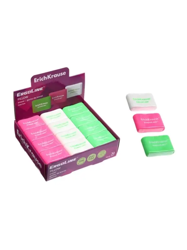 Ластик ErichKrause ErgoLine Pillow, 33&times;21&times;8 мм, мягкий, гипоаллергенный, микс