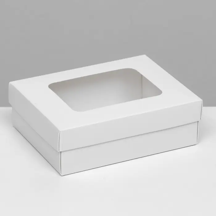 Коробка подарочная складная, упаковка, крышка - дно, с окном, белая, 16.5×12.5×5.2 см Коробка подарочная складная, упаковка, крышка - дно, с окном, белая, 16.5×12.5×5.2 см