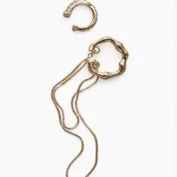 Серьги каффы &laquo;Водопад&raquo;, набор 2 шт. стразы, цвет золото