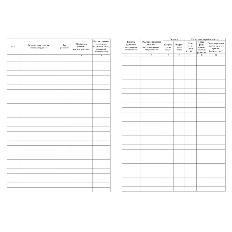 Журнал регистрации инструктажа по технике безопасности КЖ-1564