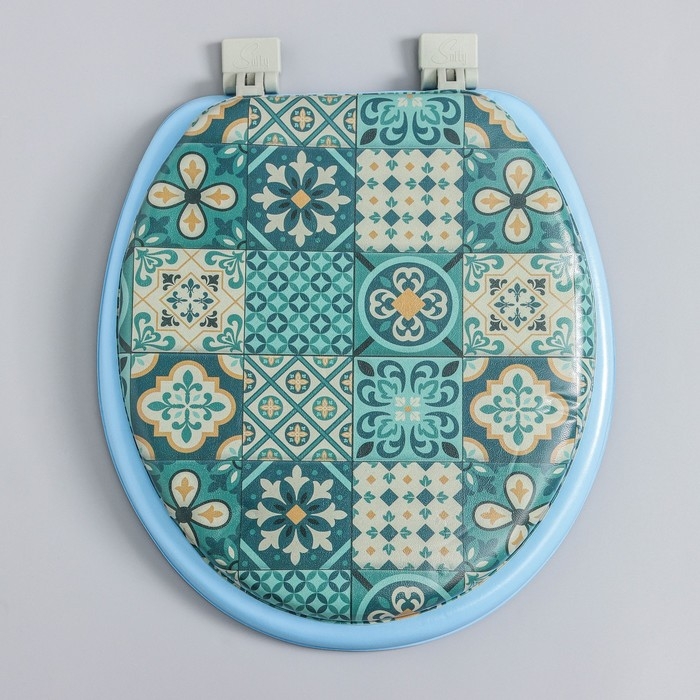 Сиденье для унитаза с крышкой,Росспласт, 43×37 см, мягкое, голубое, МИКС Сиденье для унитаза с крышкой,Росспласт, 43×37 см, мягкое, голубое, МИКС