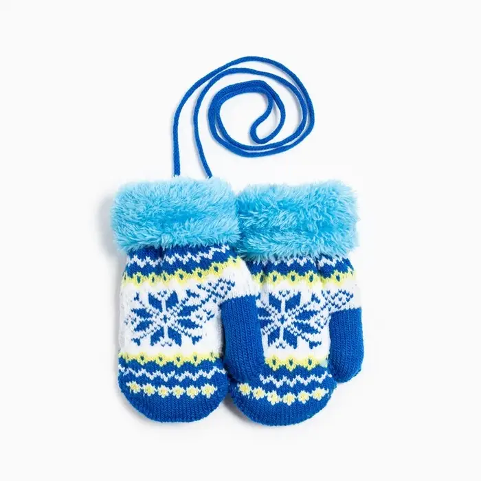 Варежки детские, голубые, размер 13 (2-4 года) Варежки детские, голубые, размер 13 (2-4 года)