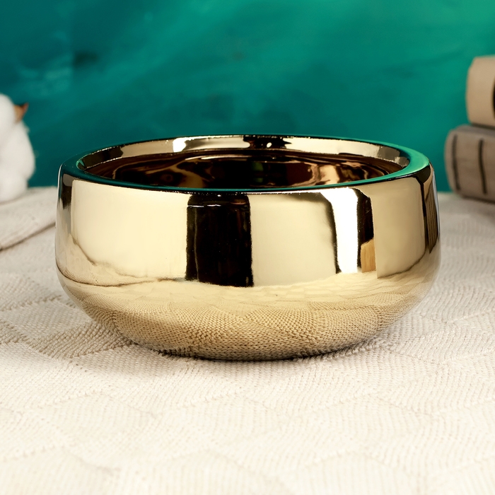 Кашпо - бонсай  Кашпо - бонсай "Лайт" для кактусов и суккулентов, золотое, 15х15х7см