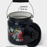 Бидон эмалированный &laquo;Апрель&raquo;, 3 л, с ручкой и крышкой, чёрный