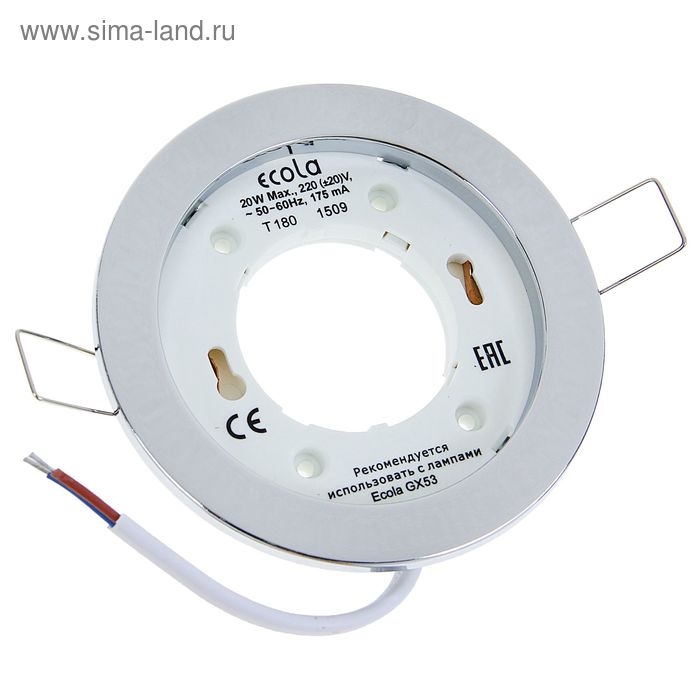 Светильник встраиваемый Ecola, H6, GX53, 20 Вт, 101x16 мм, плоский, цвет хром Светильник встраиваемый Ecola, H6, GX53, 20 Вт, 101x16 мм, плоский, цвет хром