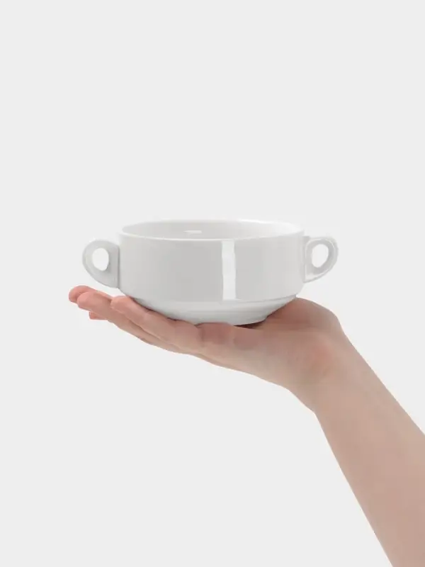 Бульонница Hanna Kn&ouml;vell, 350 мл, с ручками, фарфор, белая