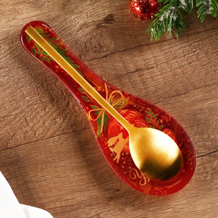 Подставка под ложку новогодняя Дорого внимание «Успеха», 21,4 х 7,5 см, стекло Подставка под ложку новогодняя Дорого внимание «Успеха», 21,4 х 7,5 см, стекло