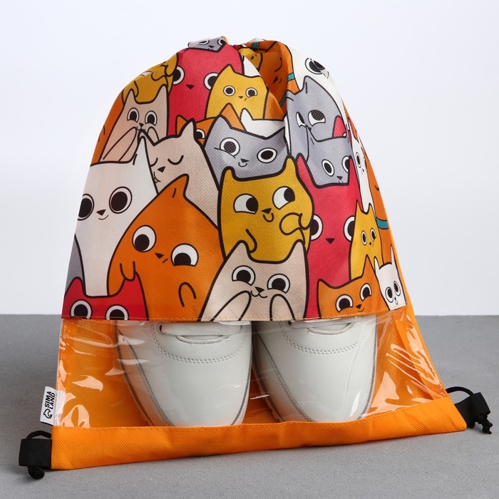 Мешок для обуви «Котики» с прозрачным окном 30 х 40 см Мешок для обуви «Котики» с прозрачным окном 30 х 40 см