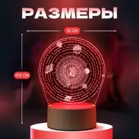 Светильник 3D RISALUX &laquo;Космос&raquo;, LED-ночник, RGB, от сети, 9.5&times;13&times;17.5 см