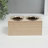 Деревянный подсвечник на 2 свечи &laquo;Домики&raquo;, d=4 см, 7.7&times;15.5&times;8 см