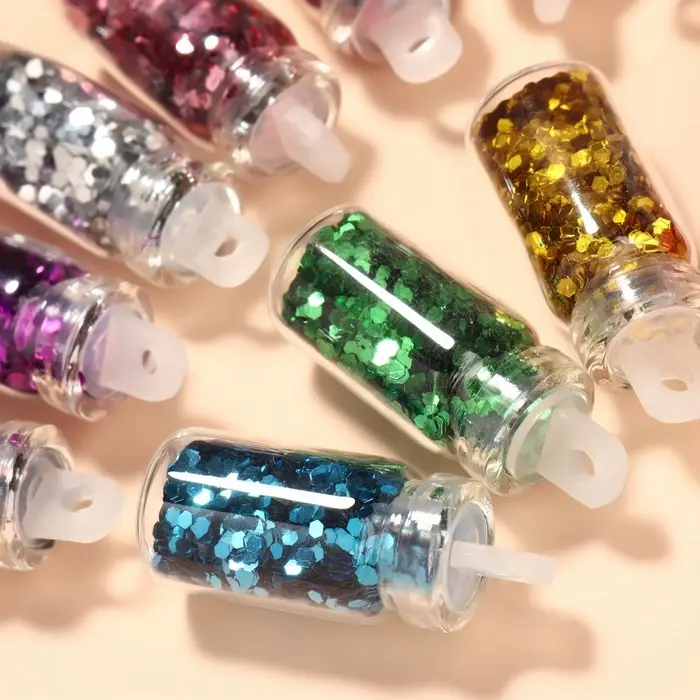 Блёстки для декора &laquo;Сияние&raquo;, набор 12 бутылочек, средние, разноцветные