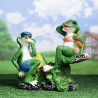 Садовая фигура из полистоуна «Лягушки на качелях», 37×17×38 см