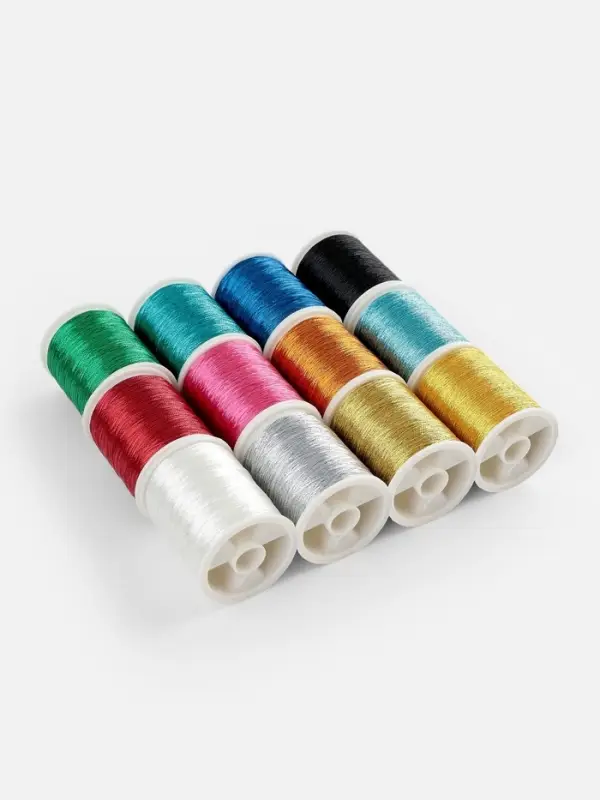 Нитки металлизированные, 91&plusmn;1 м, набор 12 шт., разноцветные