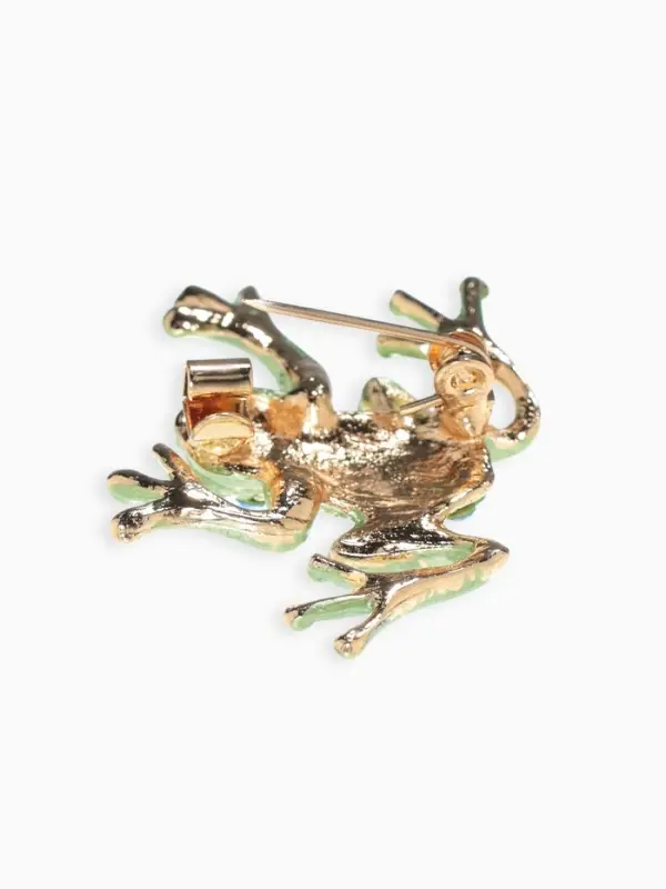 Брошь &laquo;Лягушка&raquo;, волшебная, зелёная в золоте