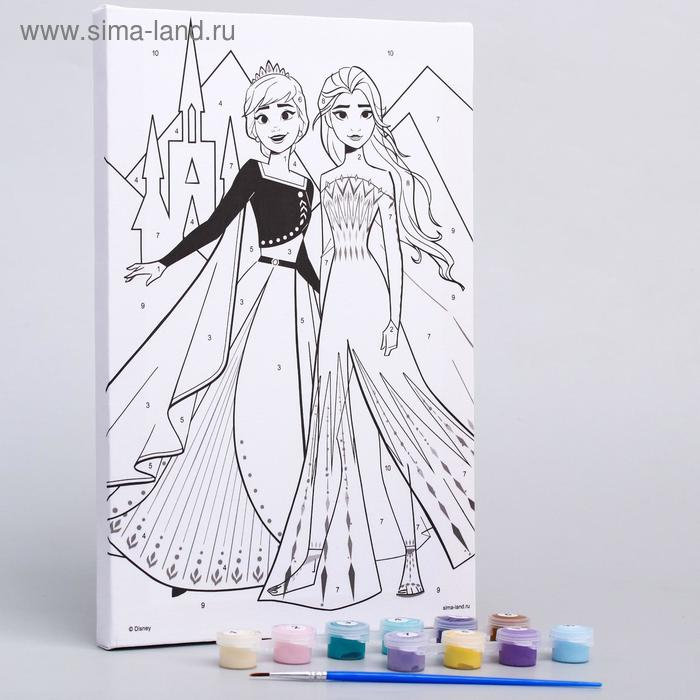 Картина по номерам для детей "Анна и Эльза" 20х30 см, Холодное сердце