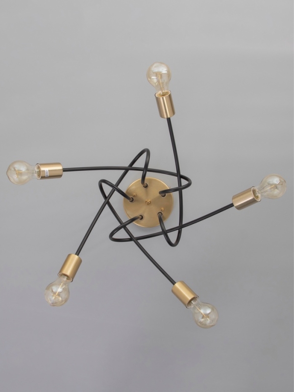 Люстра Люстра "Узел" 5х40Вт Е27 черный/латунь 52х52х36см