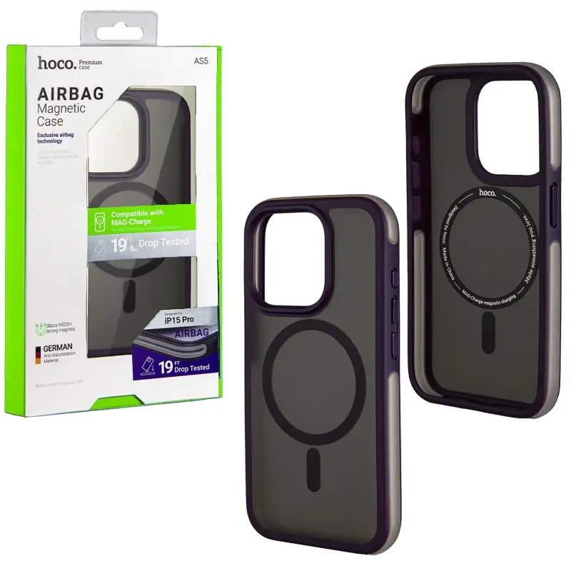 Чехол iPh 15 Pro Hoco AS5 Airbag Magnetic Case (Purple) Чехол iPh 15 Pro Hoco AS5 Airbag Magnetic Case (Purple)