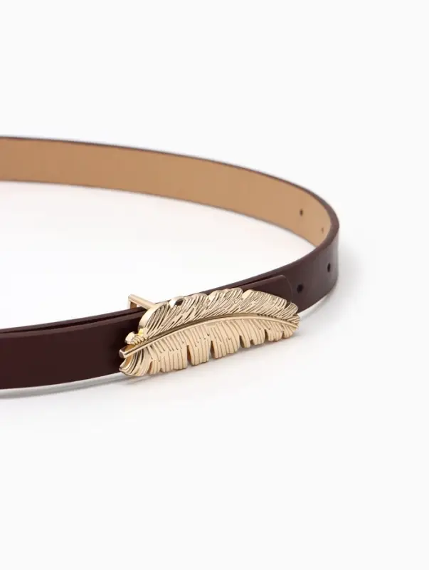 Ремень женский &laquo;Перо&raquo;, гвоздик, 2&times;110 см, без винта, коричневый