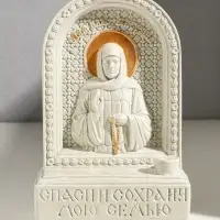 Икона с подставкой под свечу "Матрона Московская" роспись, 18х12х5,5 см