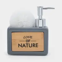 Дозатор для моющего средства с подставкой для губки SAVANNA &laquo;Природа&raquo;, 450 мл, серый